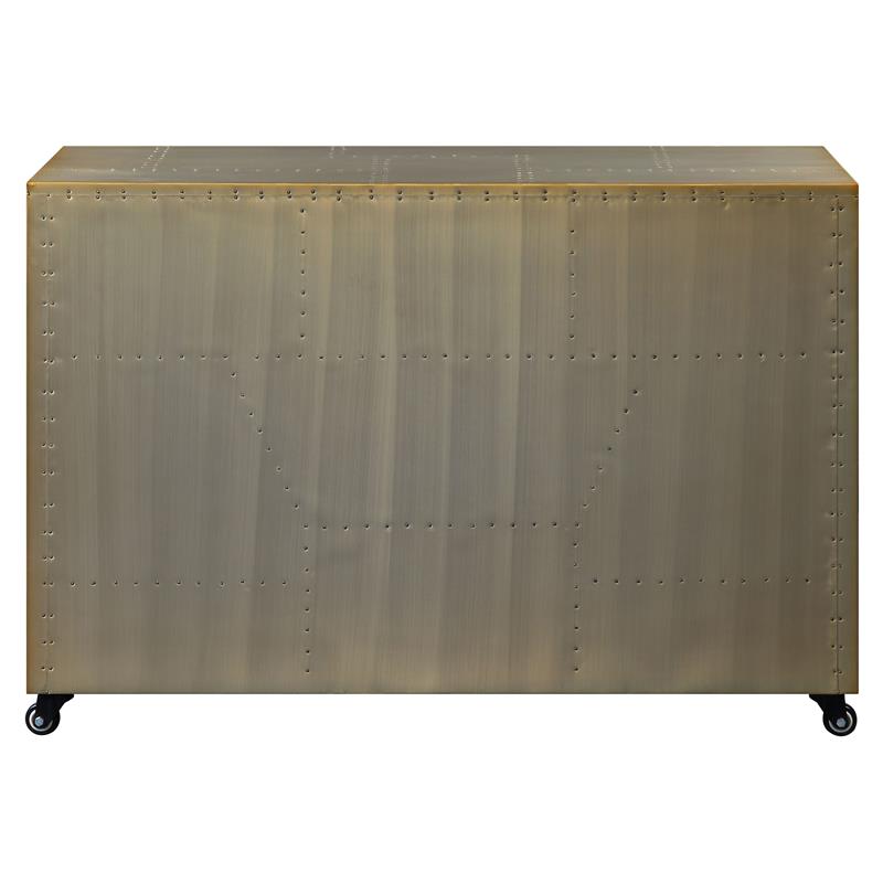 ACME Jennavieve 2-Drawers Aluminum Office Storage Cabinet with Casters in Gold