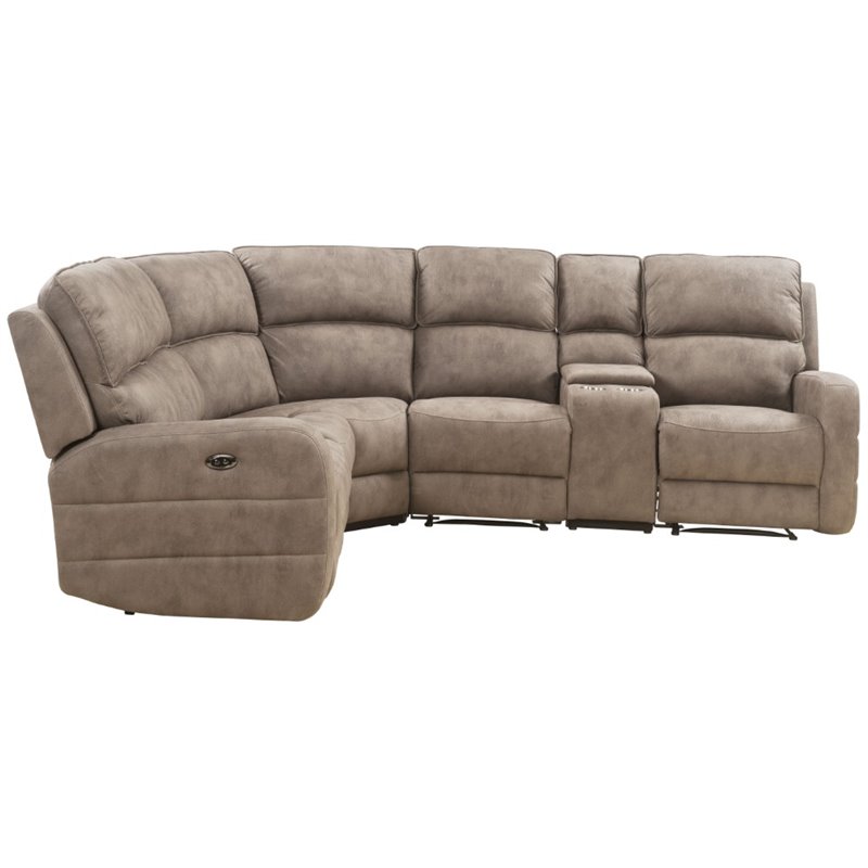 ACME Olwen Motion Reclining Sectional Sofa with USB Power Dock in Mocha