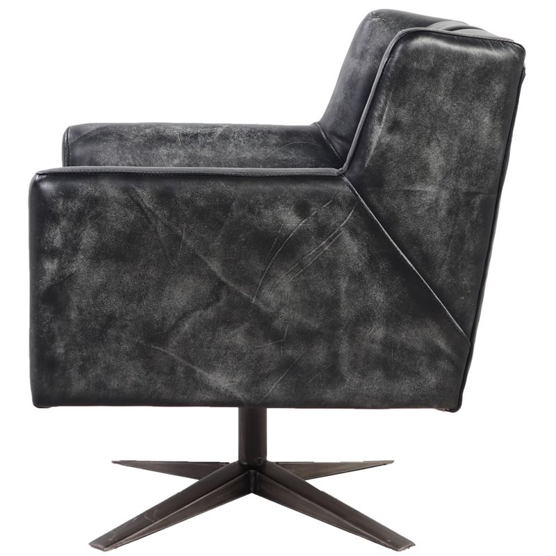 ACME Furniture Brancaster Swivel Leather Executive Office Chair in Black