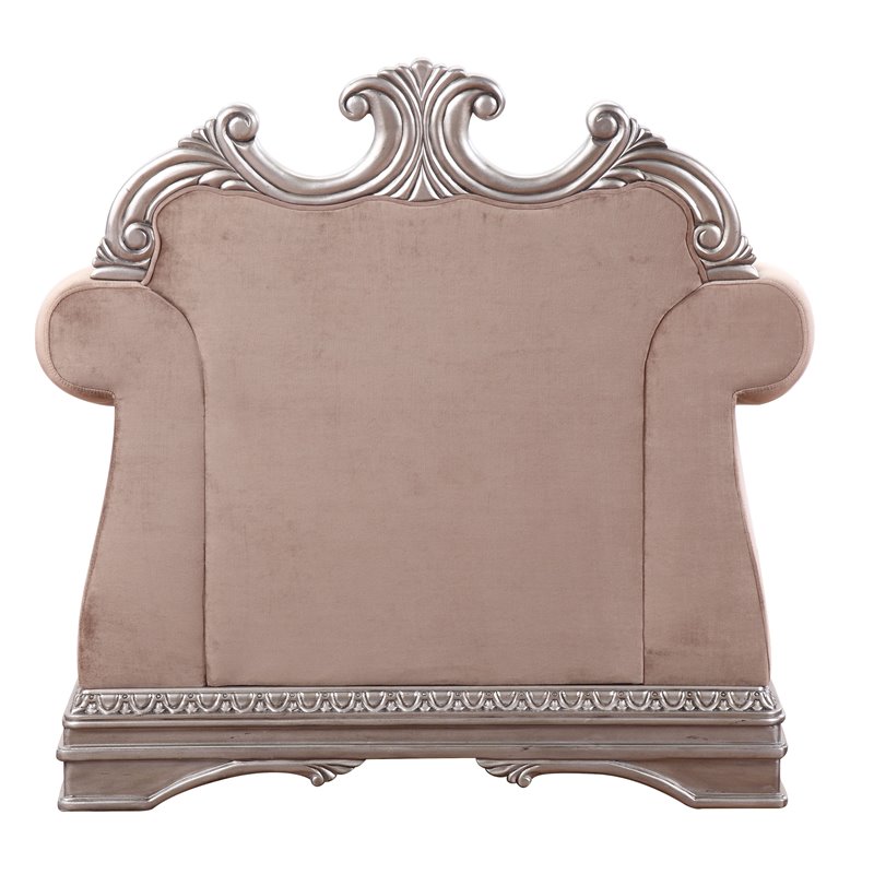 Acme Northville Upholstered Chair with 1 Pillow in Velvet and Antique Silver