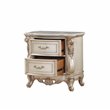 Acme Gorsedd 2-Drawer Wooden Nightstand with Marble Top in Golden Ivory