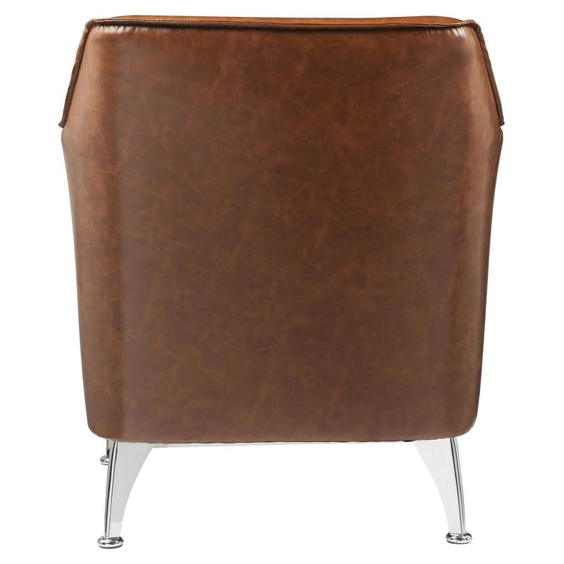 ACME Teague Faux Leather Upholstery Accent Chair with Flared Armrest in Brown