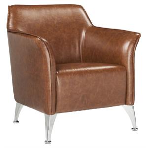 ACME Teague Faux Leather Upholstery Accent Chair with Flared Armrest in Brown
