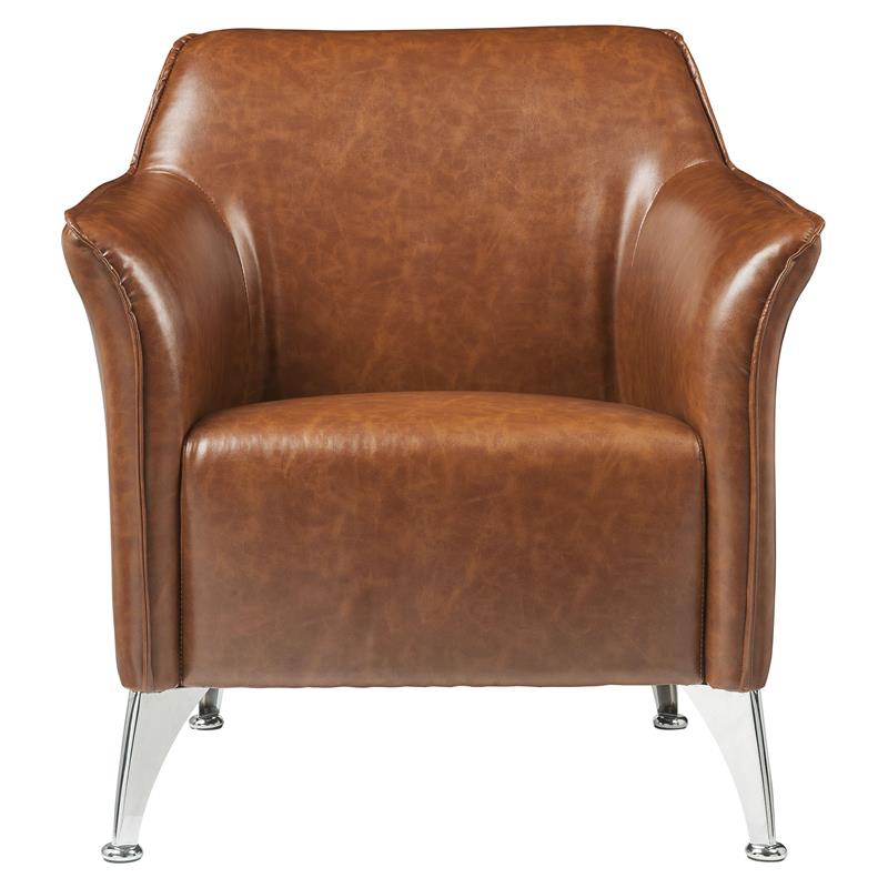 ACME Teague Faux Leather Upholstery Accent Chair with Flared Armrest in Brown