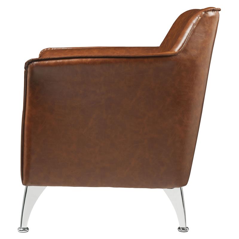 ACME Teague Faux Leather Upholstery Accent Chair with Flared Armrest in Brown