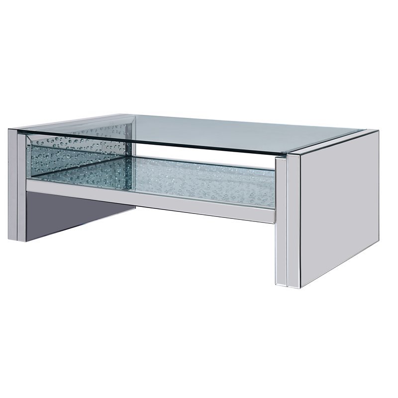 Acme Nysa Coffee Table in Mirrored and Faux Crystals