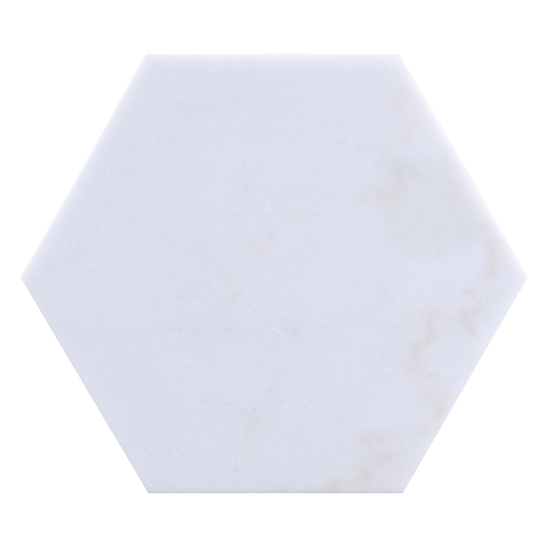 ACME Reon Hexagon 2-Pieces Marble Top End Table in White