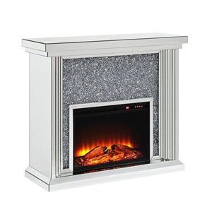 Acme Noralie Fireplace in Mirrored and Faux Diamonds