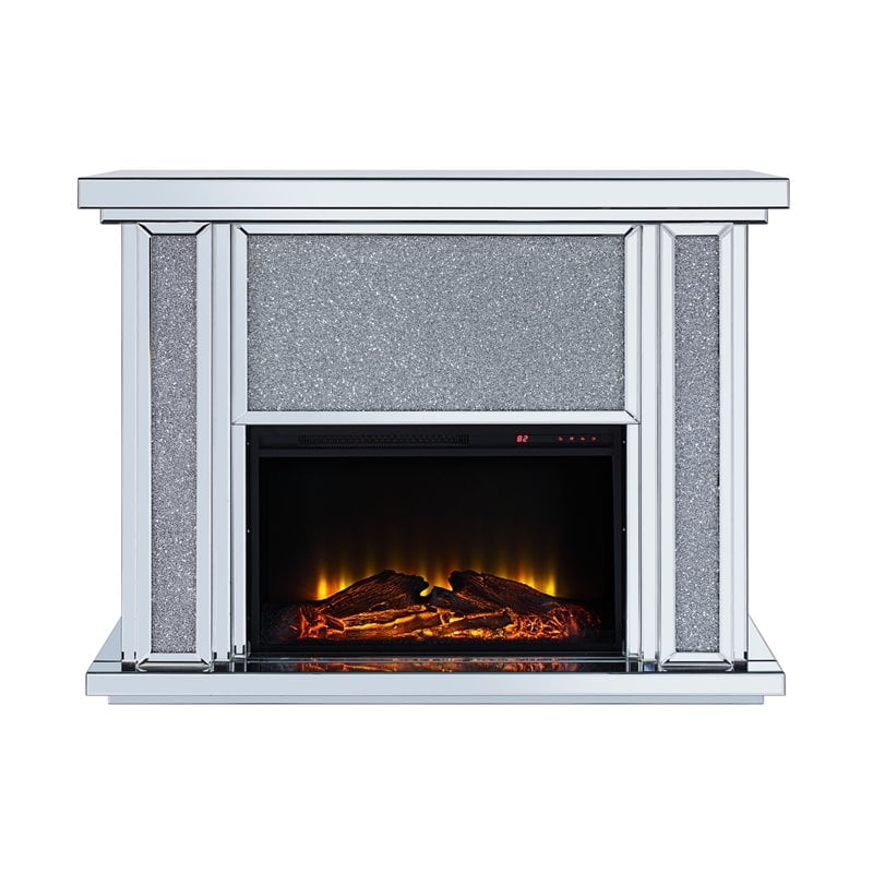 Acme Nowles Fireplace in Mirrored and Faux Stones