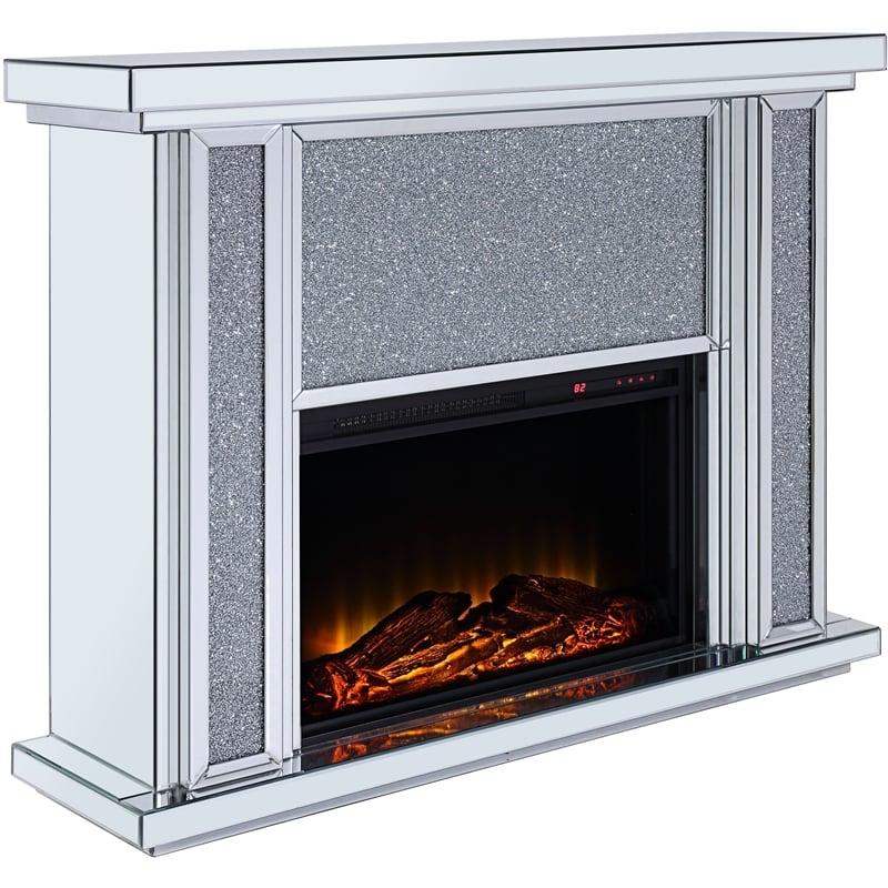 Acme Nowles Fireplace in Mirrored and Faux Stones