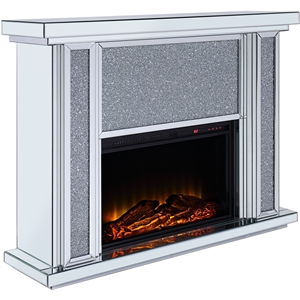 Acme Nowles Fireplace in Mirrored and Faux Stones