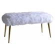 ACME Bagley II Faux Fur Upholstered Bench with Metal Legs in White and Gold