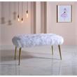 ACME Bagley II Faux Fur Upholstered Bench with Metal Legs in White and Gold