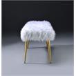 ACME Bagley II Faux Fur Upholstered Bench with Metal Legs in White and Gold