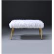 ACME Bagley II Faux Fur Upholstered Bench with Metal Legs in White and Gold