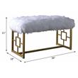 ACME Bagley II Faux Fur Upholstered Bench with Metal Sled Base in White and Gold