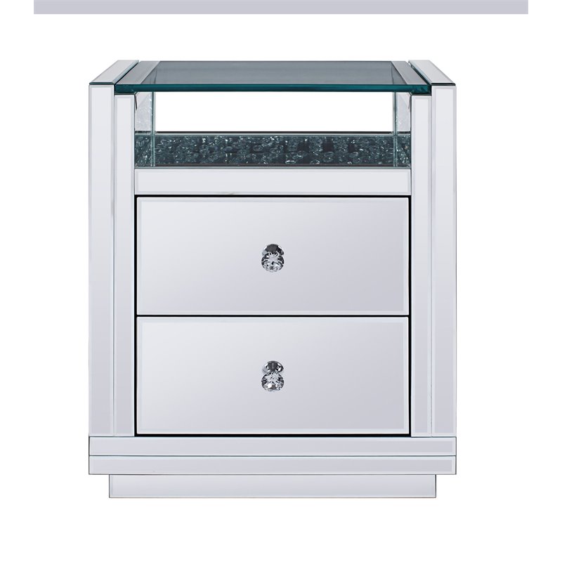 Acme Nysa End Table in Mirrored and Faux Crystals
