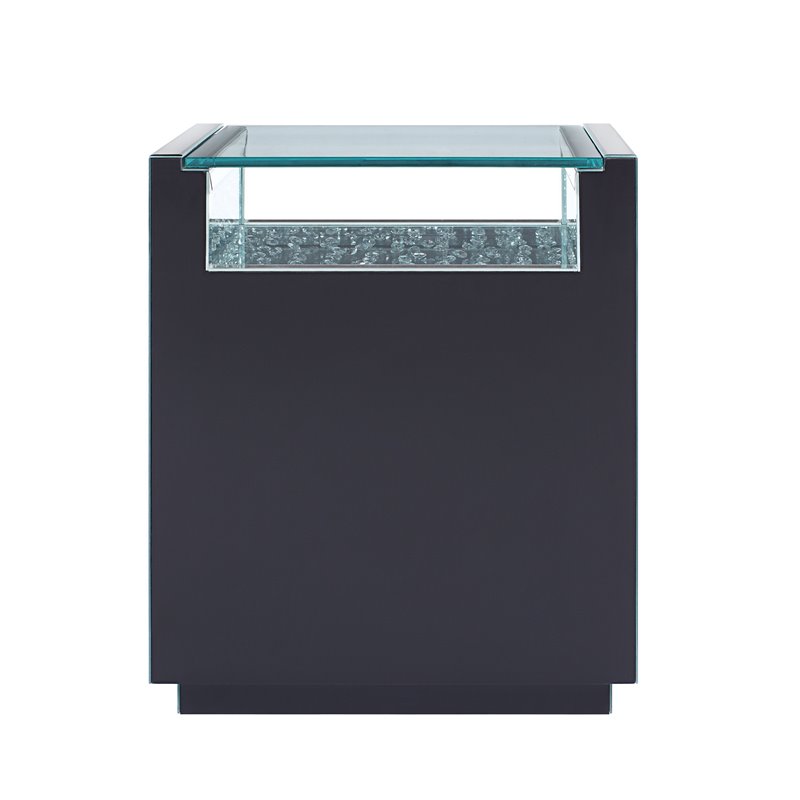Acme Nysa End Table in Mirrored and Faux Crystals