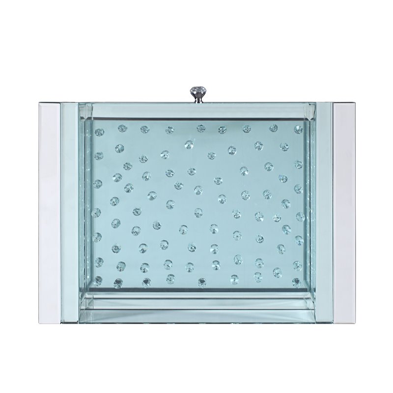 Acme Nysa End Table in Mirrored and Faux Crystals