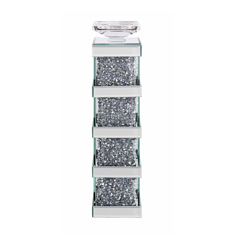 Acme Noralie Accent Candleholder in Mirrored and Faux Diamonds