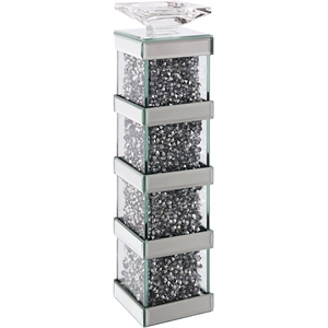 Acme Noralie Accent Candleholder in Mirrored and Faux Diamonds