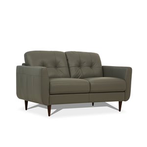 ACME Radwan Tufted Leather Loveseat in Pesto Green
