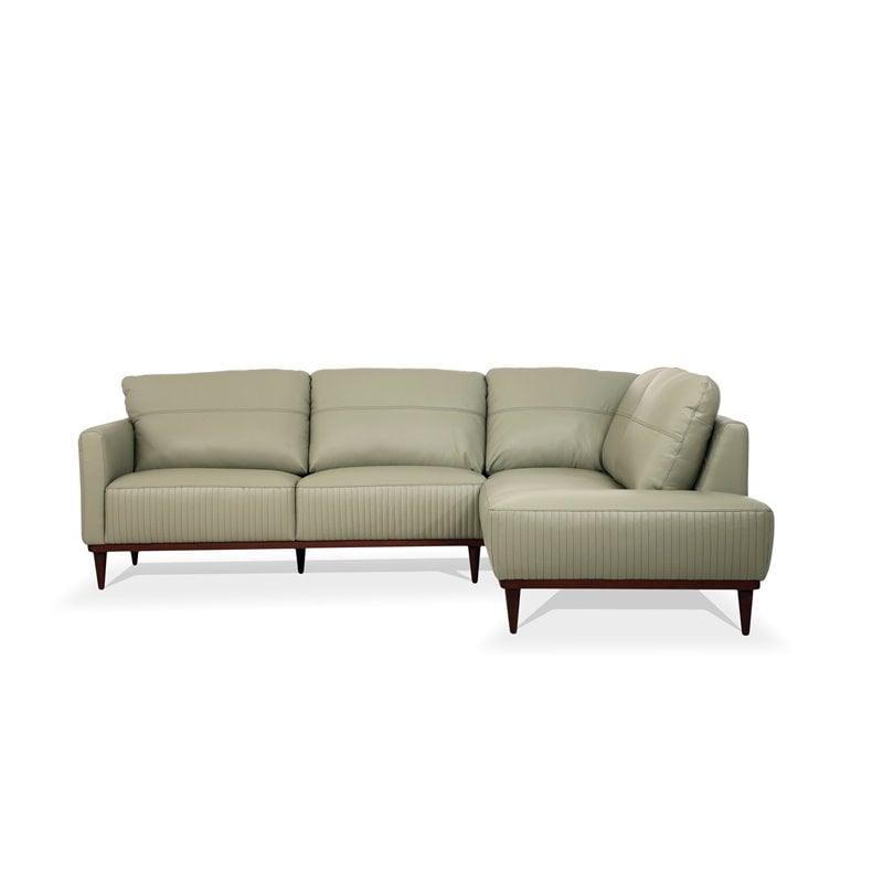 ACME Tampa Right Facing Leather Sectional in Airy Green