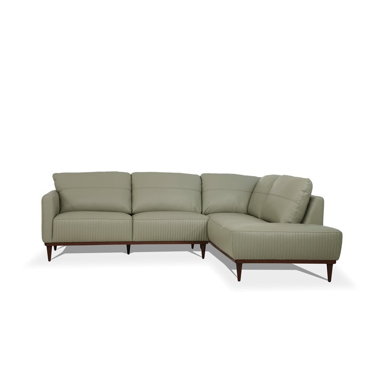 ACME Tampa Right Facing Leather Sectional in Airy Green