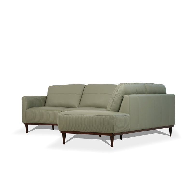 ACME Tampa Right Facing Leather Sectional in Airy Green