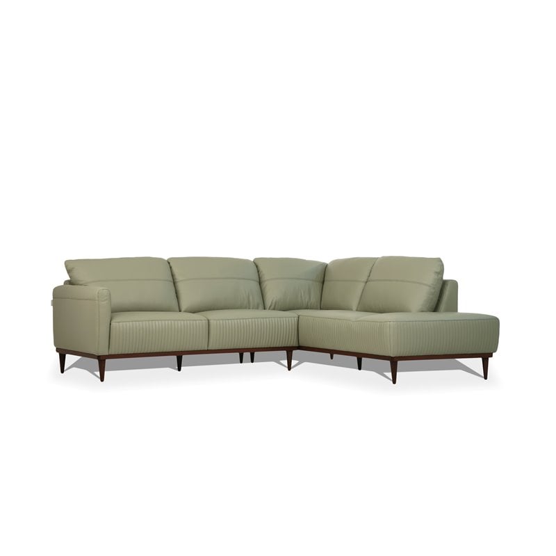 ACME Tampa Right Facing Leather Sectional in Airy Green