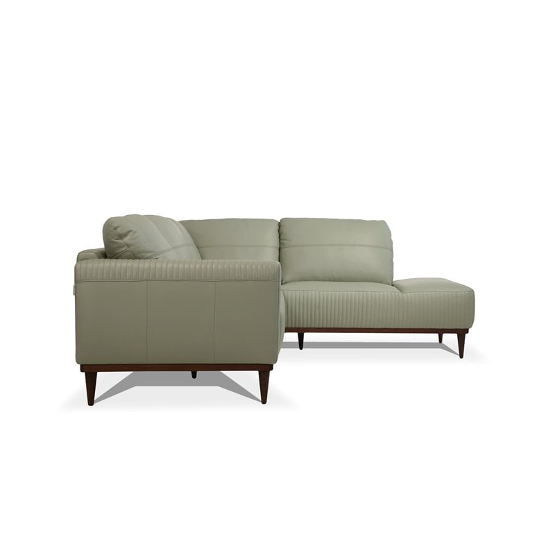 ACME Tampa Right Facing Leather Sectional in Airy Green
