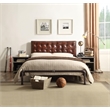 ACME Brancaster Tufted Leather Queen Bed in Vintage Brown