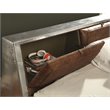 ACME Brancaster Leather Queen Platform Bed with Storage in Retro Brown and Gray