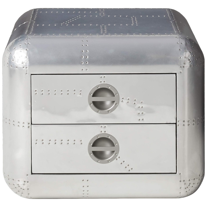 ACME Brancaster 2 Drawer End Table in Chrome