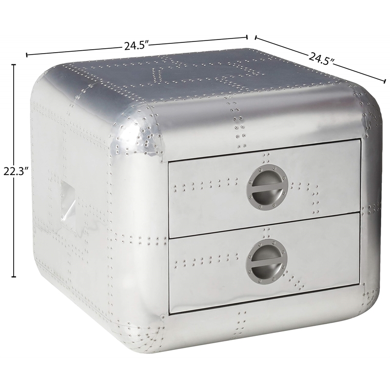 ACME Brancaster 2 Drawer End Table in Chrome