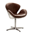 ACME Brancaster Leather Swivel Accent Chair with Nailhead Trim in Retro Brown