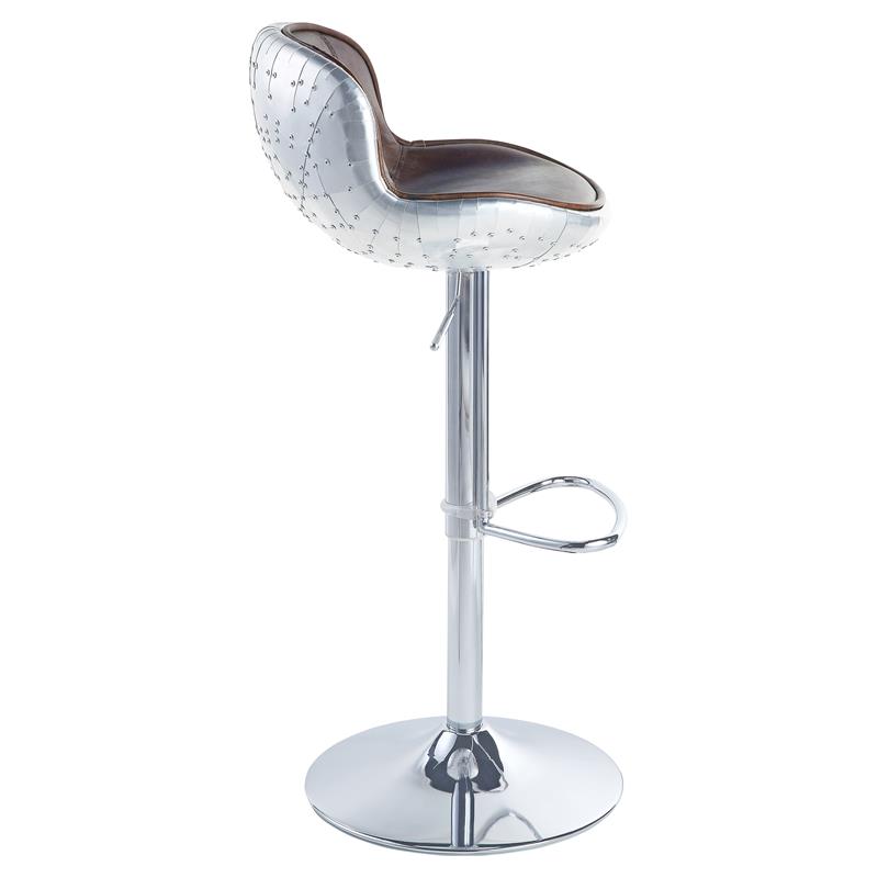 ACME Brancaster Swivel Adjustable Bar Stool in Vintage Brown Top Grain Leather