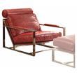 ACME Quinto Accent Chair in Antique Red Top Grain Leather and Stainless Steel