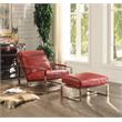 ACME Quinto Accent Chair in Antique Red Top Grain Leather and Stainless Steel