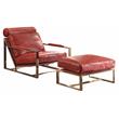 ACME Quinto Accent Chair in Antique Red Top Grain Leather and Stainless Steel