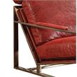 ACME Quinto Accent Chair in Antique Red Top Grain Leather and Stainless Steel