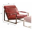 ACME Quinto Accent Chair in Antique Red Top Grain Leather and Stainless Steel