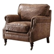 ACME Furniture Dundee Leather Upholstered Accent Chair in Retro Brown