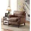 ACME Furniture Dundee Leather Upholstered Accent Chair in Retro Brown