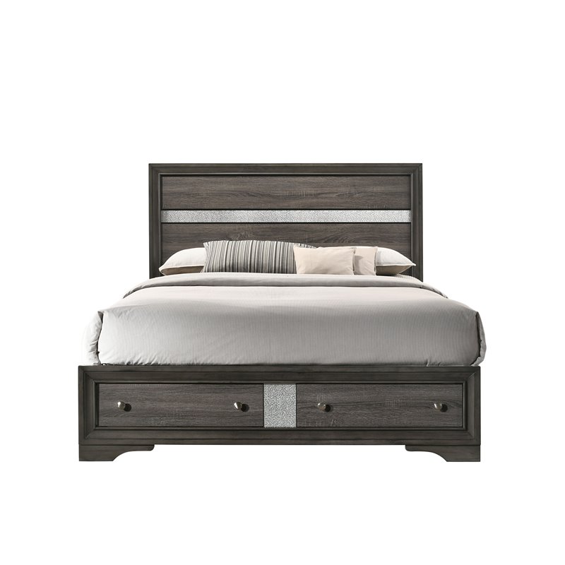 ACME Naima Queen Bed with Storage in Gray