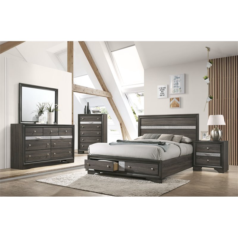 ACME Naima Queen Bed with Storage in Gray
