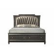 ACME Kaitlyn LED Headboard Faux Leather King Bed in Gray
