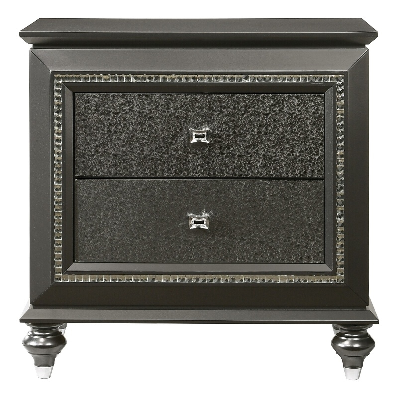 ACME Kaitlyn Wooden 2-Drawer Nightstand in Metallic Gray