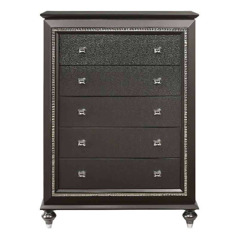 ACME Kaitlyn Wooden 5-Drawer Chest in Metallic Gray
