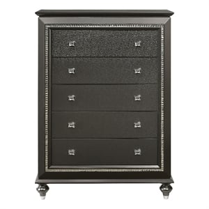 ACME Kaitlyn Wooden 5-Drawer Chest in Metallic Gray